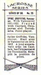 1912 Imperial Tobacco C61 #25 Spike Griffiths Back
